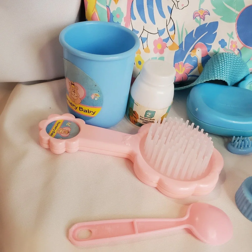 Vintage Diaper Bottle Baby Play Pastel Animals Jungle And Accessories Small 8 in
